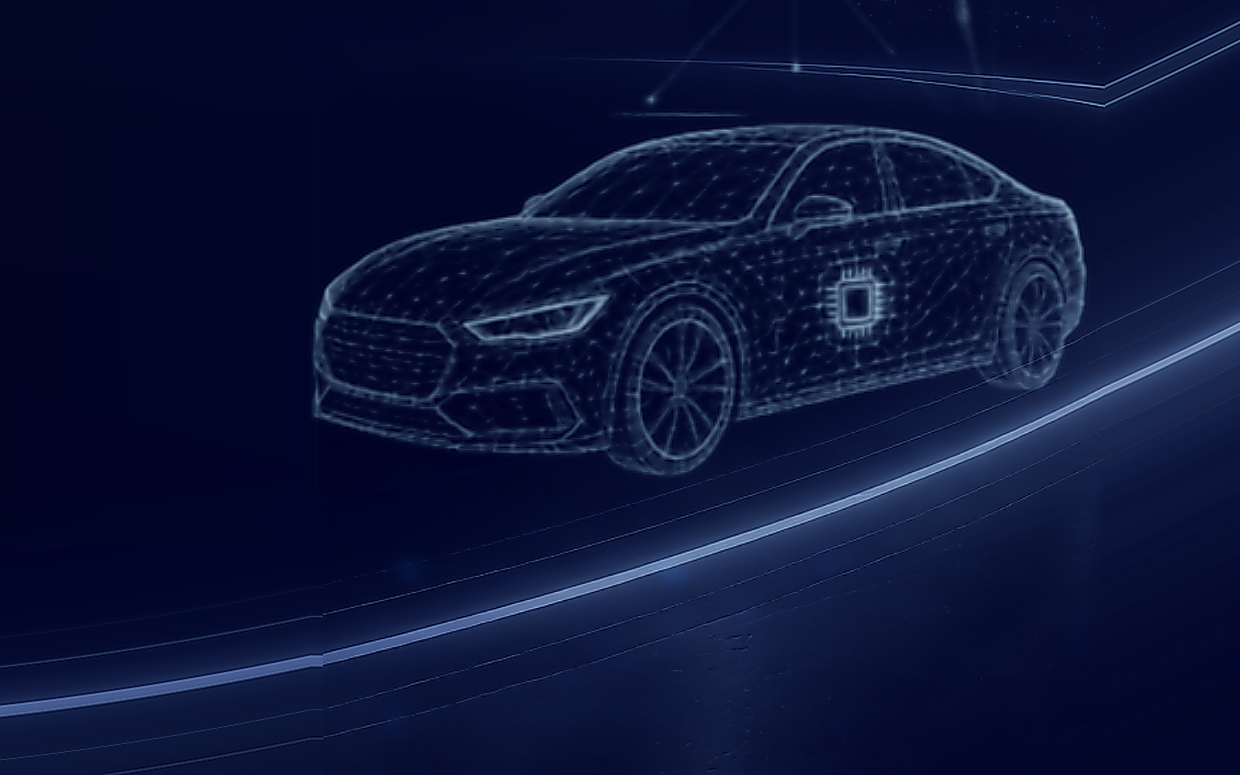Digital wireframe of a connected vehicle